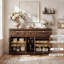 Buffet 55 po avec rangement, grande armoire de cuisine avec support à vin et porte-verre, table basse Farmhouse avec 4 portes et tiroirs pour la salle à manger, blanc-476782695