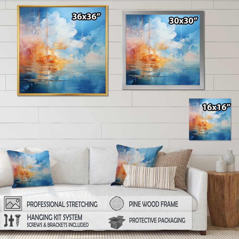 " Clouds Skys Canvas I ", 30" H x 30" W x 1" D, Silver Picture Framed