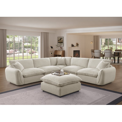 6-piece Modular Sectional Sofa Down Filled Wide Deep Seat Couch With Ottoman