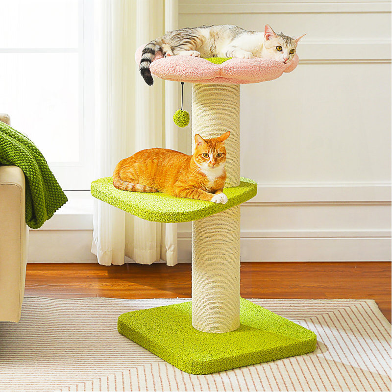 Arbre à chat 36 po, poteau à griffer XL pour grands chats, tour à chat mignonne avec poteau à griffer très épais [Dia = 5,5 po], lit à fleurs amovible, grand griffoir pour chats d'intérieur
