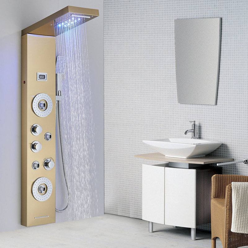 44.8'' Shower Panel with Fixed Shower Head, Brushed Gold