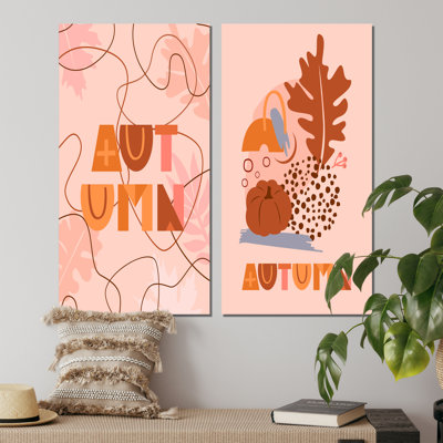 «Pink Floral Autumn Decor I», ensemble de 2 impressions