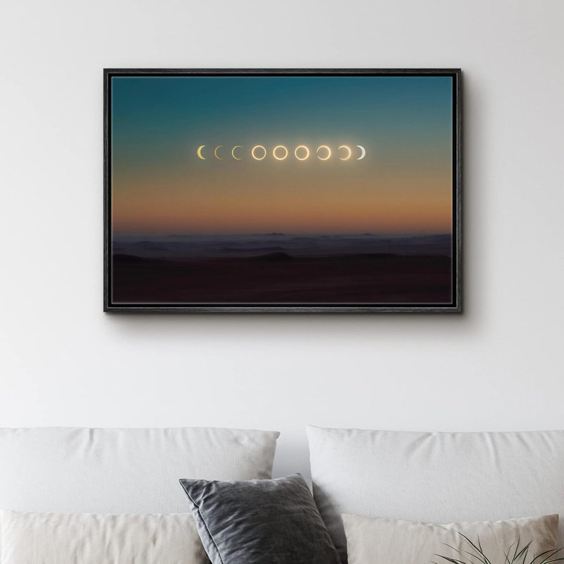 Paysage de lune minimaliste, H 24 po x l 36 po x P 1,5 po, Noir
