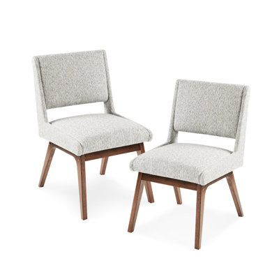 Chaises de salle à manger latérales (de 2) - Capacité de poids de 300 lb, coussin de siège épais en bois de pacanier, revêtement gris et dossier 2, 4,75 po