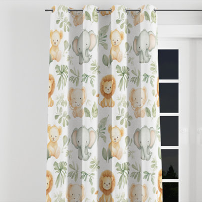 Jungle Animals For Kids Curtains - Wildlife Baby Jungle Grommet Curtain - 1 Panel