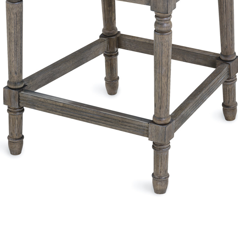 Tabouret de 31 po de hauteur gris, siège et dossier tissés, pieds tournés pour la cuisine avec pieds rembourrés, table de jeu idéale