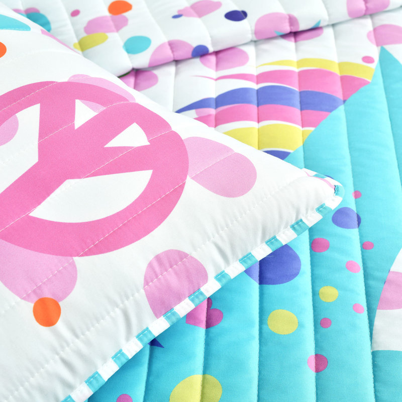 Ensemble de courtepointe Lush Decor Unicorn Rainbow, Courtepointe grand + 2 taies décoratives standard