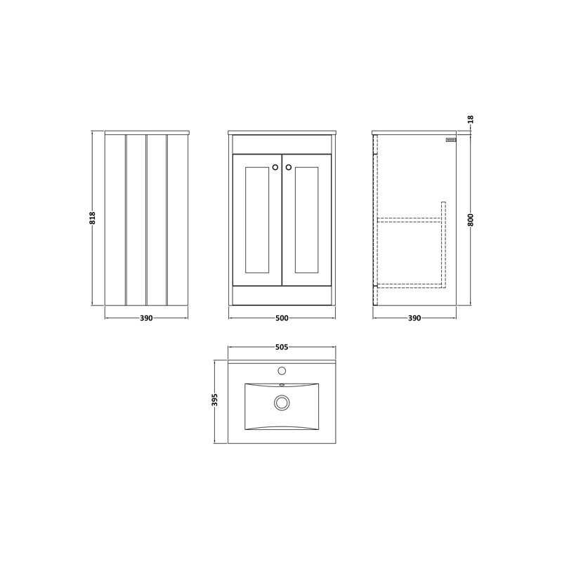 Ashwick 500 mm Bathroom Vanity, Satin White