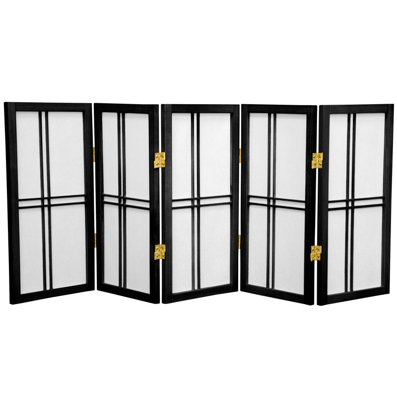 26" Desktop Double Cross Shoji Screen 4 Panel Room Divider, Black, 3