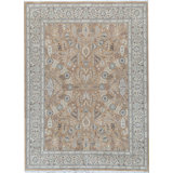 Wool Oriental Area Rug in Brown/Black/Ivory