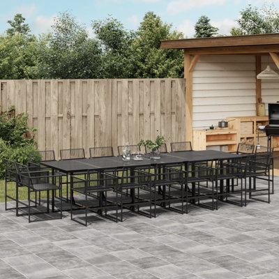 16 - Person Wicker Patio Dining Set with Rectangular Table