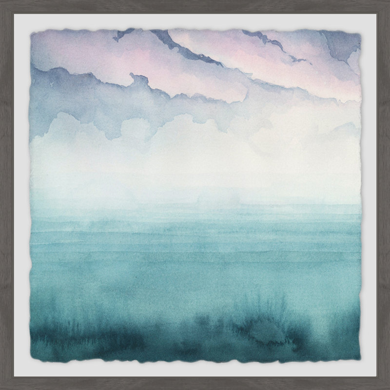 « crépuscule on the bay i », reproduction de peinture à l’aquarelle encadrée, H 18 po x l 18 po x P 1,5 po