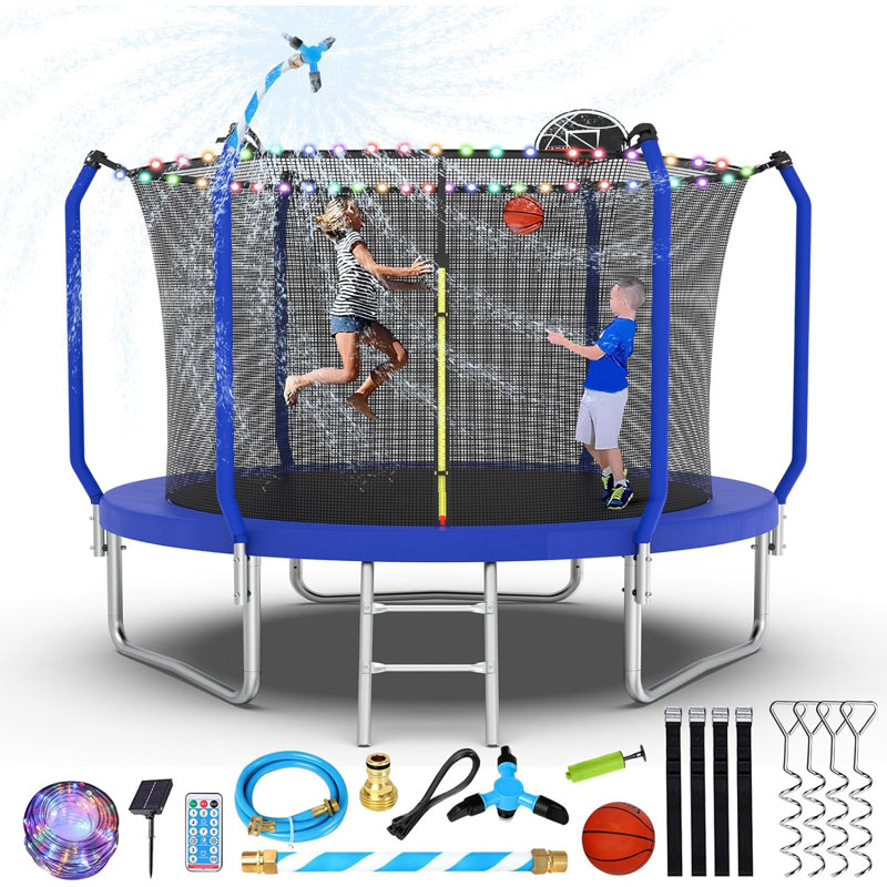 Sapphome Round Backyard Trampoline with Safety Enclosure