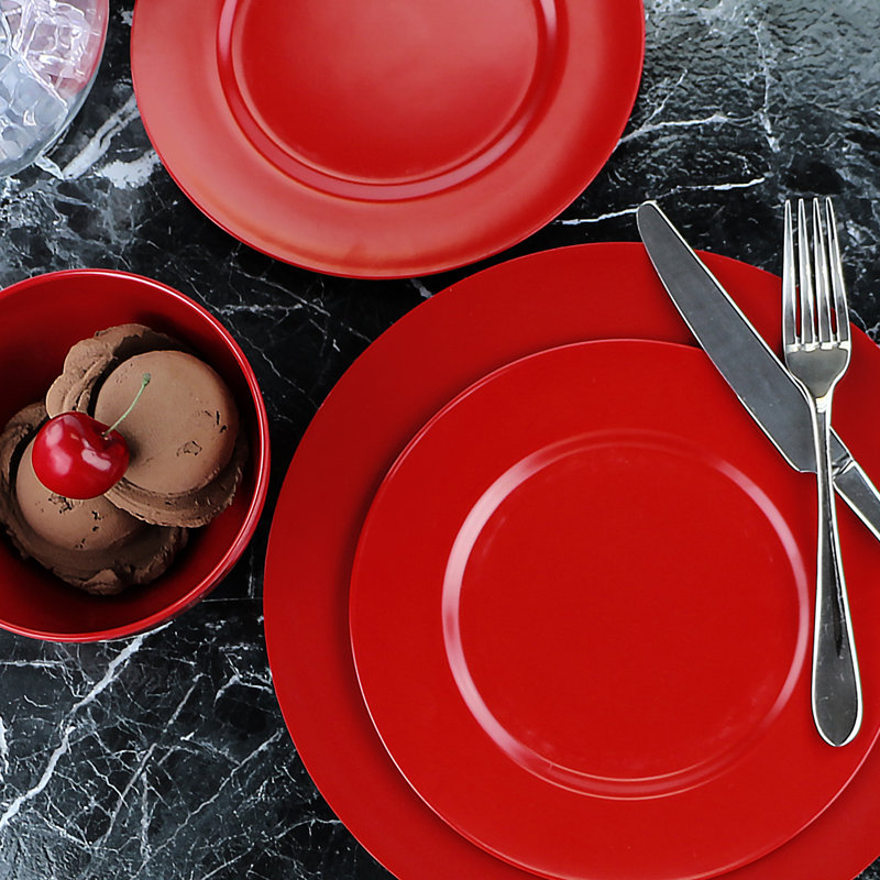 Melamine Dinnerware Set, Red