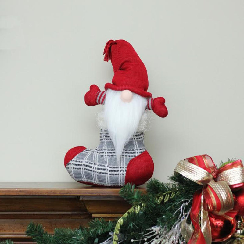 Figurine de Noël 14,5 "rouge et grise