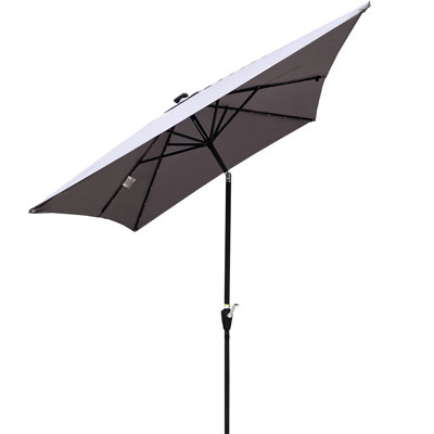 Parasol rectangulaire à énergie solaire 10 x 6,5 pi Toile résistante aux intempéries, blocage, manivelle sans effort et inclinaison