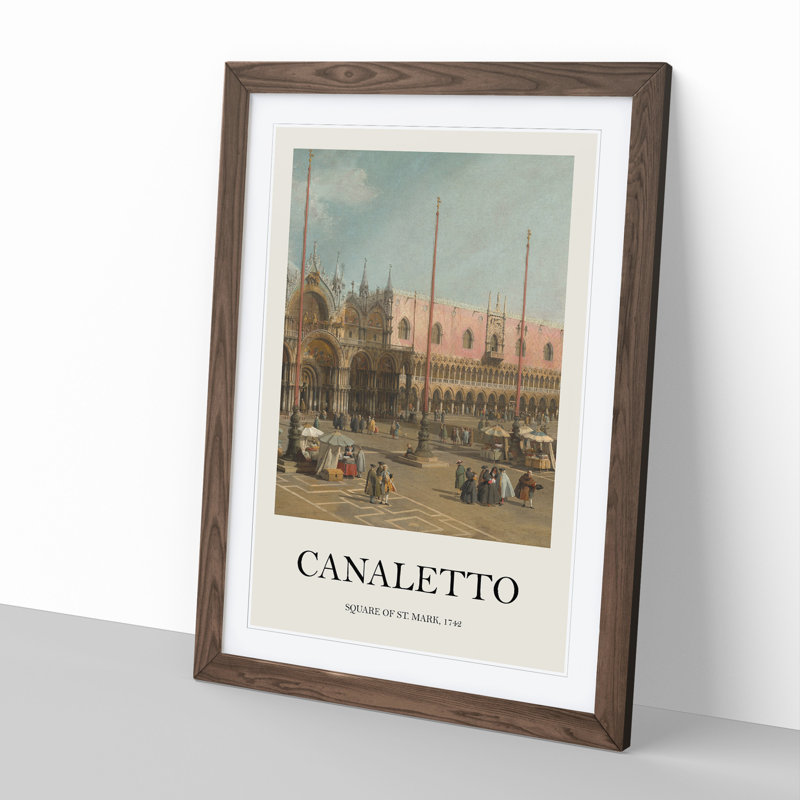 The Square of Saint Mark by Giovanni Canaletto - Picture Frame Painting, Walnut Framed, 36cm H x 27cm W x 2cm D