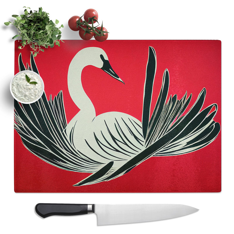 Artsy Swan  Glass Chopping Board