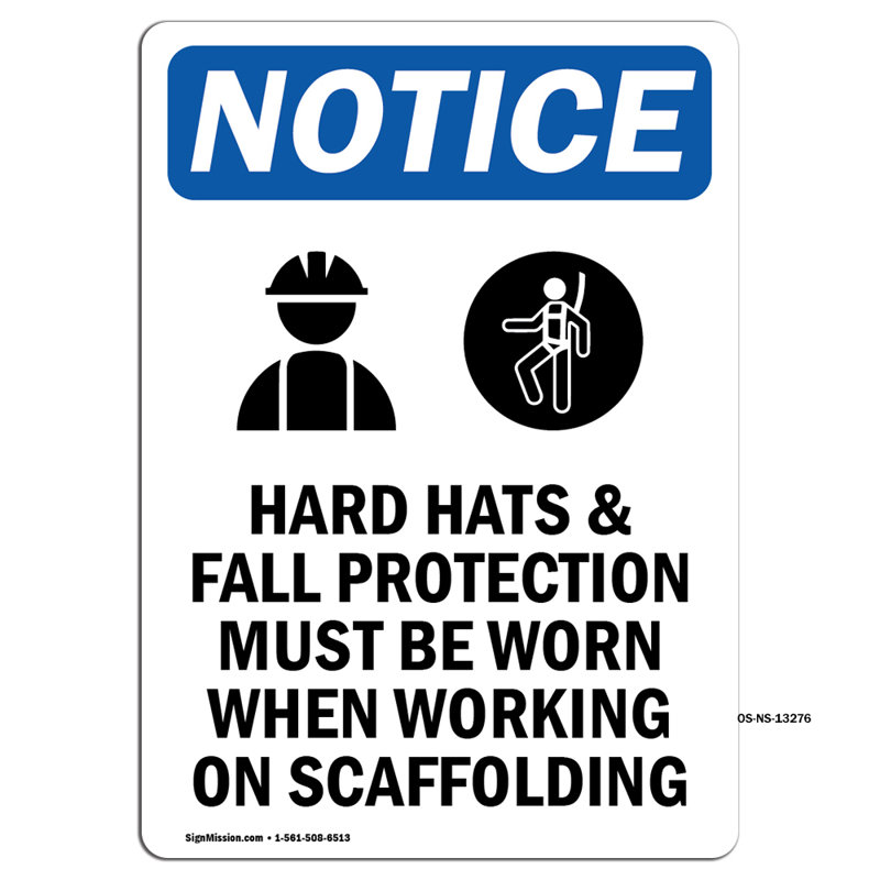 Hard Hats and Fall Protection Sign