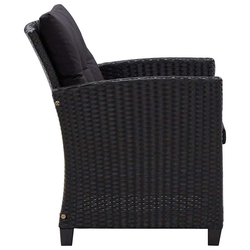 Chaise longue avec coussins 6 pièces Sarani, Noir, Noir