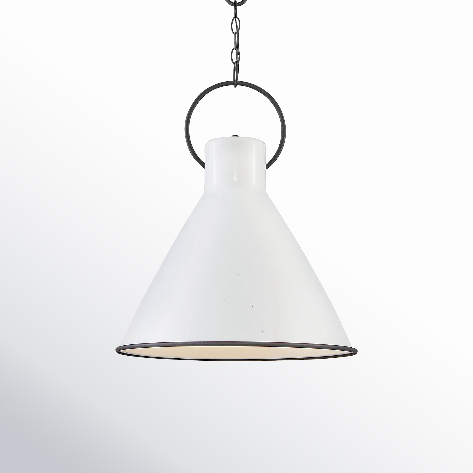 Amara Single Light Metal Dimmable Pendant, Polished White, 15.5" H x 12" W x 12" D