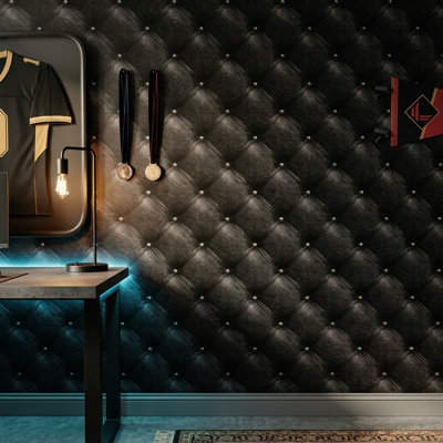 Tufted Leather Wallpaper Quilted Luxury Wall Mural