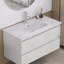 Lavabo de salle de bain en céramique blanche de 91 cm (36 po), compatible avec un meuble-lavabo de 91 cm (36 po), trou de robinet prépercé, design minimaliste moderne, durable et facile à nettoyer