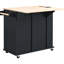 Îlot de cuisine avec prise électrique et rallonge pliable. Noir Porte-bouteilles, rangement latéral. Armoire sur support facile à utiliser et à nettoyer - noir