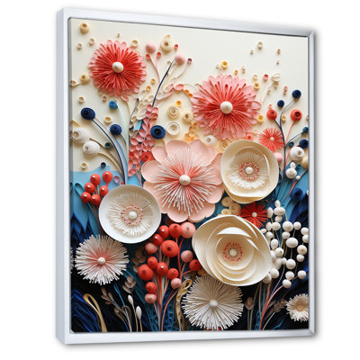 Fleurs de corail abstraites rouges et blanches - reproduction sur toile