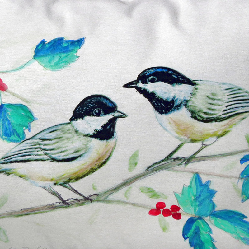 Housse de coussin d'extérieur rectangulaire Christmas Chickadees, 16 po x 20 po