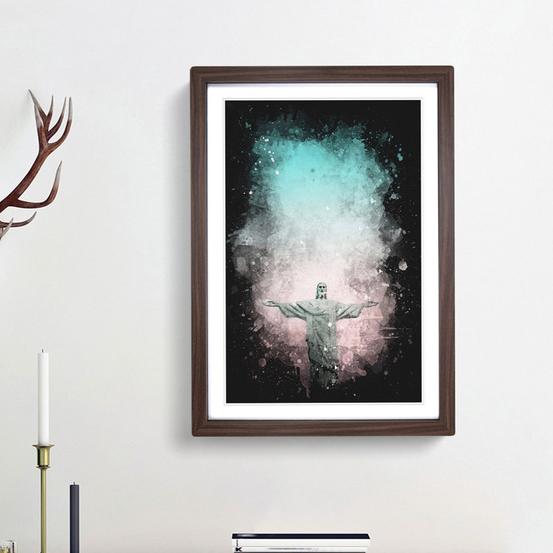 Corcovado in Rio de Janeiro Brazil - Framed Print, 87cm H x 62cm W x 2cm D, Walnut Framed