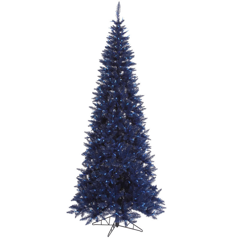 Sapin de noël artificiel bleu marine 9 pi avec 700 lumières bleu marine et base