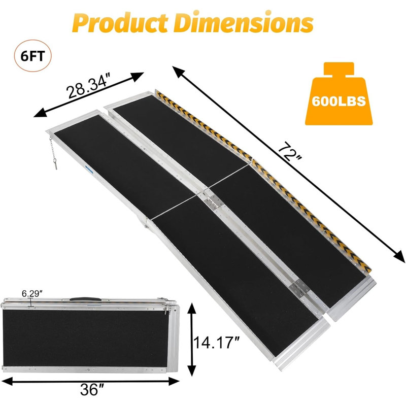 Rampe portative pliable en aluminium Fashionwu, L 72 po x l 28,34 po