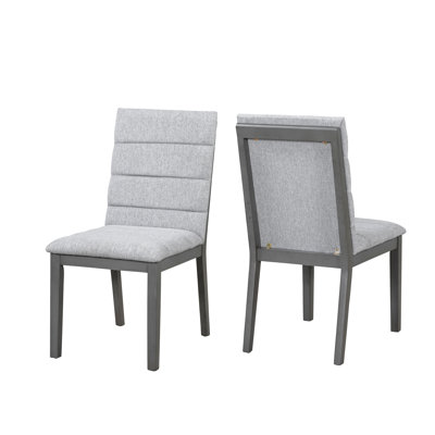 Ensemble de 2 chaises de salle à manger modernes à finition chêne gris et capitonnées