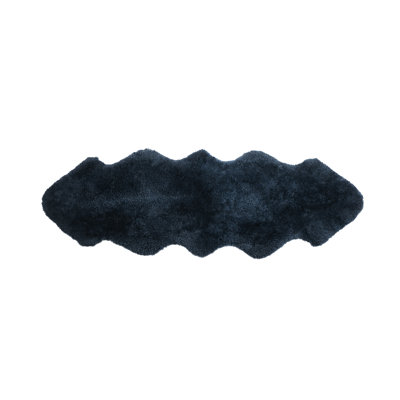  Tapis en peau de mouton bouclé de qualité supérieure bleu marine foncé