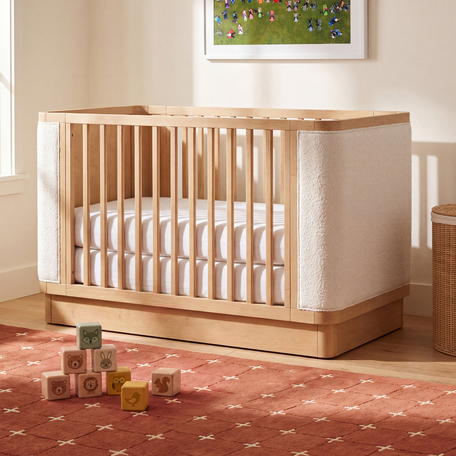 Bondi Boucle 4-in-1 Convertible Upholstered Crib