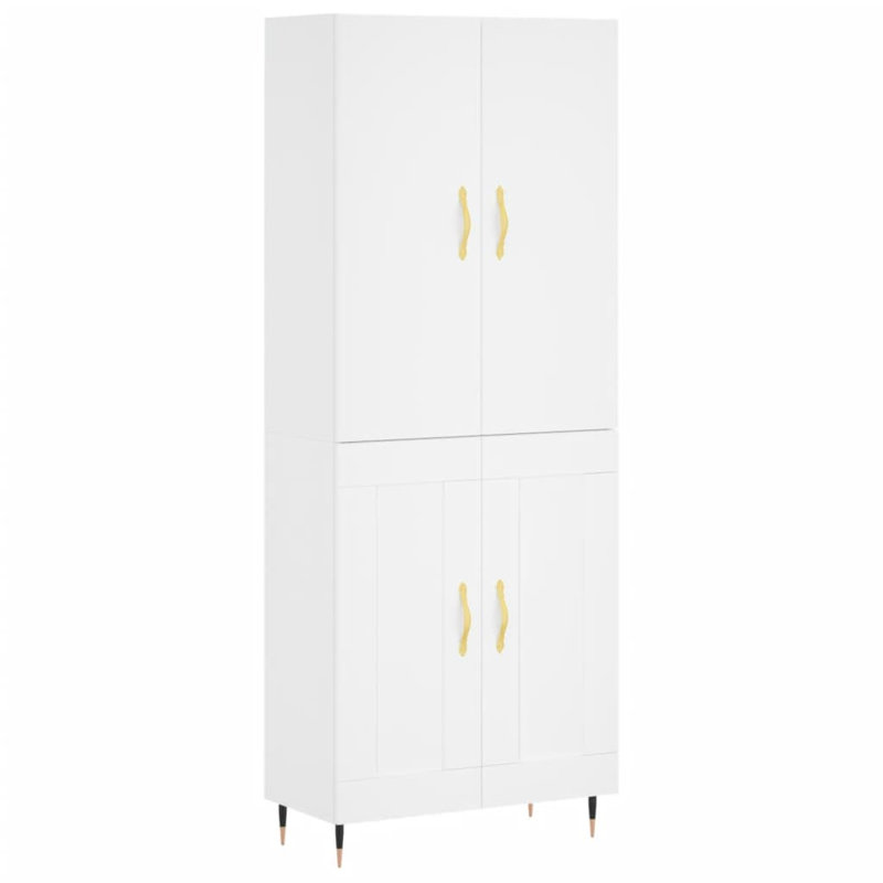 Mickinzie 4 Door Manufactured Wood Wardrobe, White