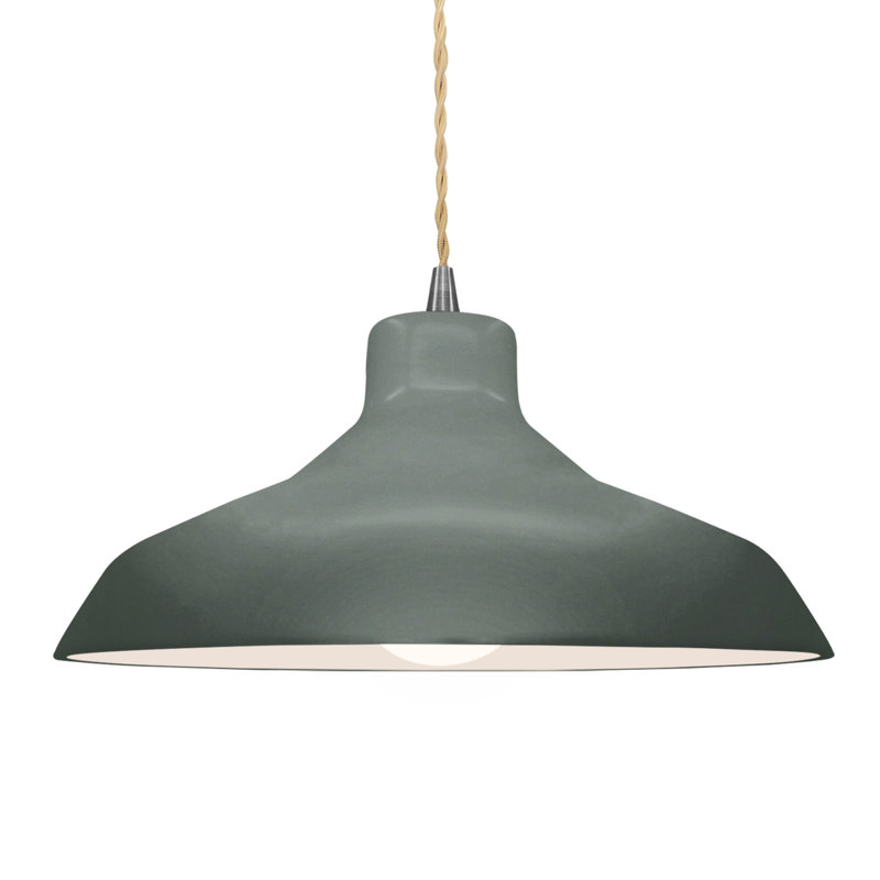 Luminaire suspendu à 1 lumière Aschwin - DEL intégrée, Étain, vert, Nickel brossé, H 7,5 po x l 15,5 po x P 15,5 po