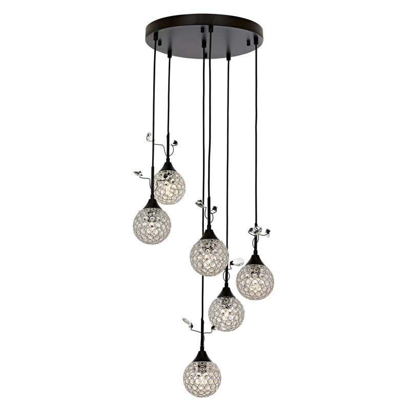 Luminaire suspendu sphère 6 lumières, Argent