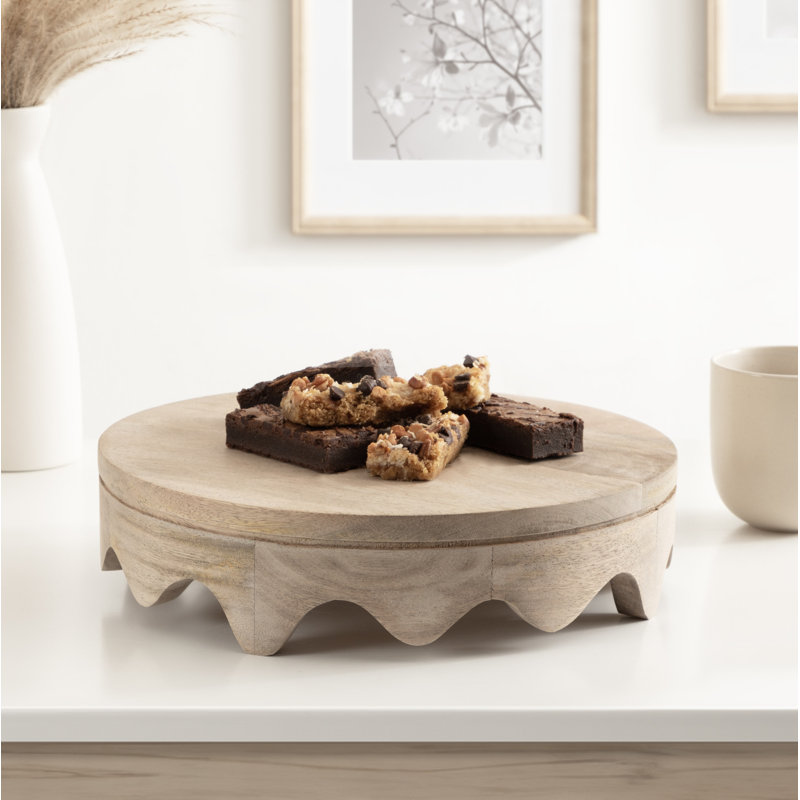 Nara Wooden Wavy Round Serving Tray