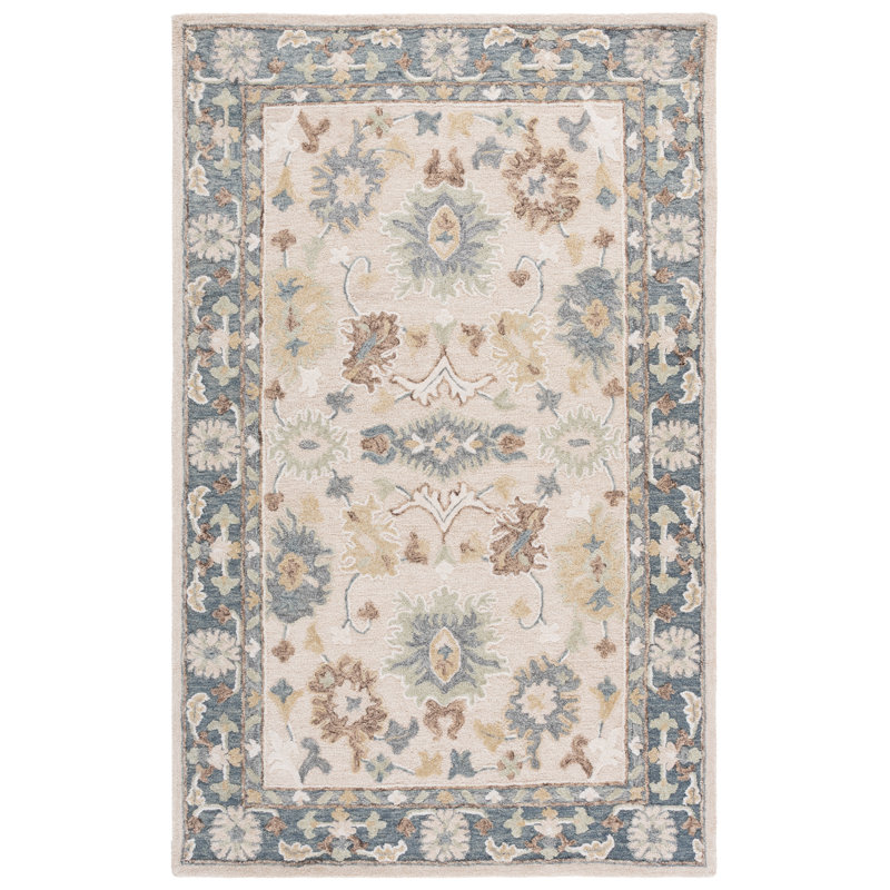 Tapis d'intérieur en laine et coton touffeté à la main ébène, Rectangle 4 pi 0 po x 6 pi 0 po