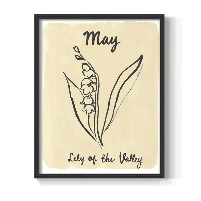 Birth Month V Framed Print - Solid Wood, 11" H x 9" W, Black