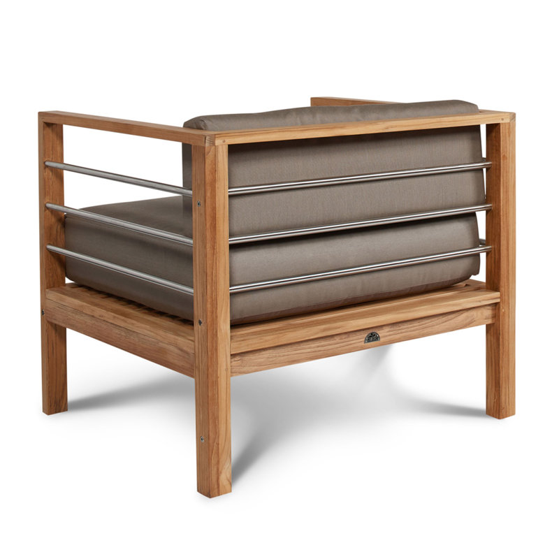 Soho Patio Chair with Sunbrella Cushions, Canvas Charcoal Sunbrella® Canvas, Teak Blonde