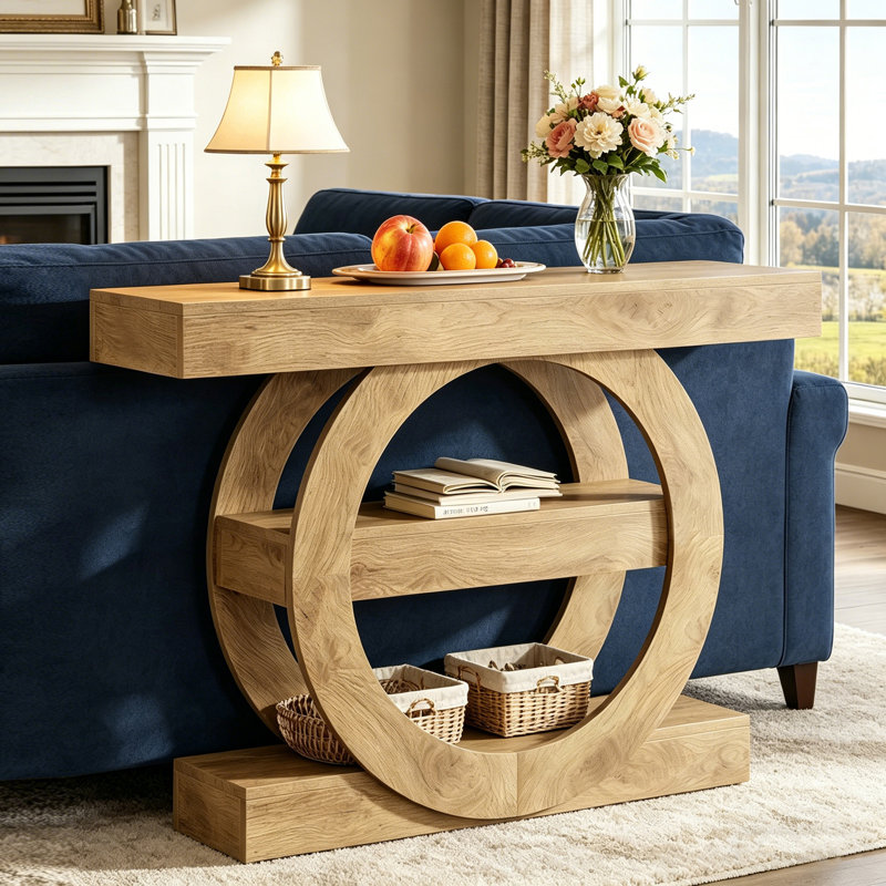 41.5" Console Table, 3-Tier Hallway Table with Storage Shelves