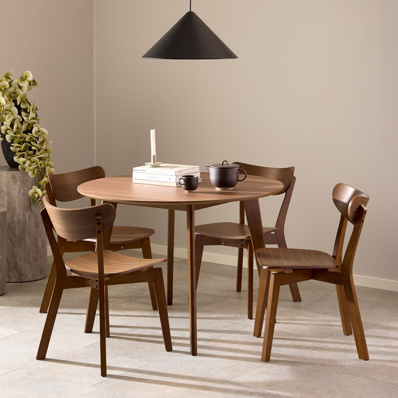 4 - Person Dining Set, Brown, Walnut, 76cm H x 105cm W x 105cm D