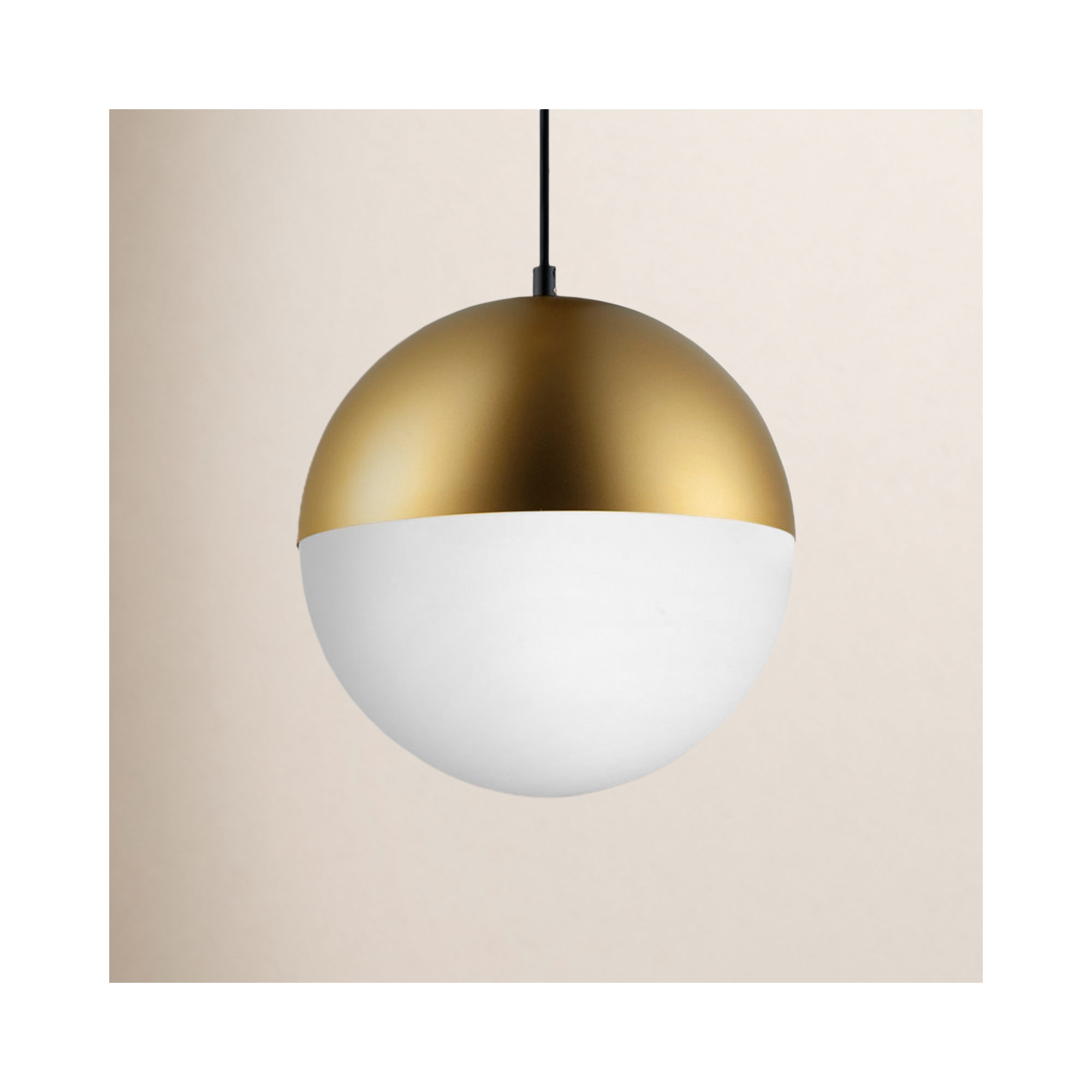 Hastings Single Light Glass Steel Dimmable Pendant, Metallic Gold, 8.5" H x 7.75" W x 7.75"D