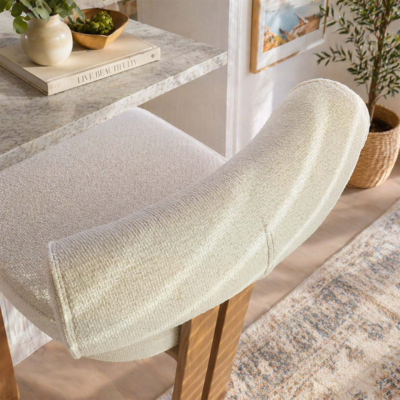 Chaise d'appoint rembourrée sans accoudoirs, Crème + naturel
