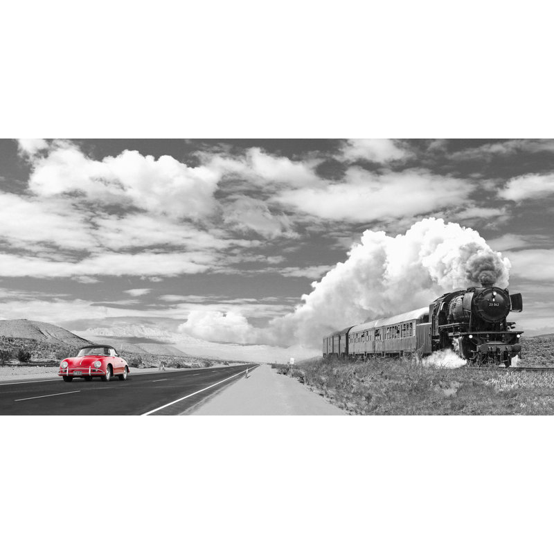 Gasoline Images - Wrapped Canvas Print, 50cm H x 100cm W x 4cm D, Black/White/Grey/Red