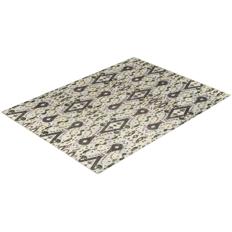 Tapis unique noué à la main noir de 9 pi 2 po x 12 pi 3 po Makenley