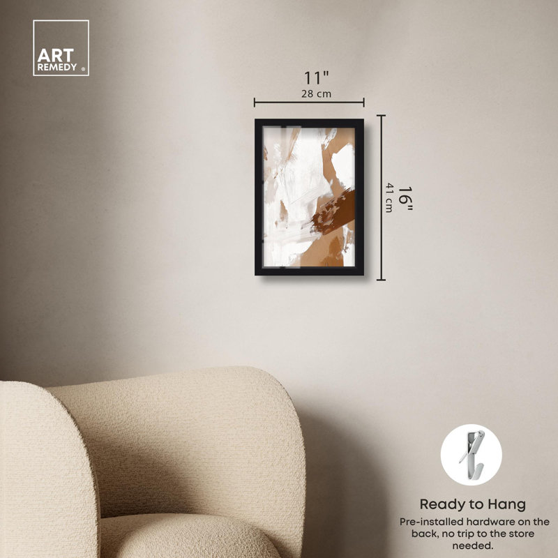 «Cream Contours Boho Decor Shadowbox» par Art Remedy, Noir, 16" H x 11" W